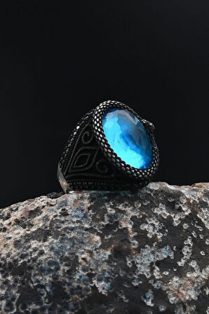 Aquamarine (AQUA MARİN) Taşlı Yılan Figürlü 925 Ayar Gümüş Yüzüğü 901732