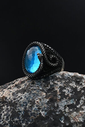 Aquamarine (AQUA MARİN) Taşlı Yılan Figürlü 925 Ayar Gümüş Yüzüğü 901732
