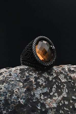 Zultanit Taşlı Yılan Figürlü Zirkon Taş Süslemeli 925 Ayar Gümüş Erkek Yüzüğü 901733