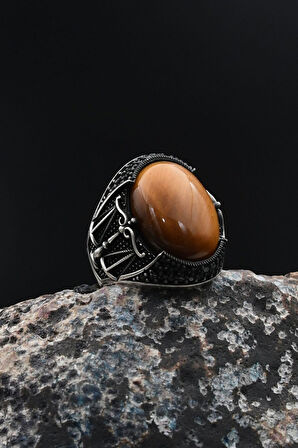 Kaplangözü Taşlı Terazi Figürlü 925 Ayar Gümüş Erkek Yüzüğü 901738