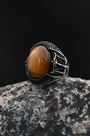 Kaplangözü Taşlı Terazi Figürlü 925 Ayar Gümüş Erkek Yüzüğü 901738