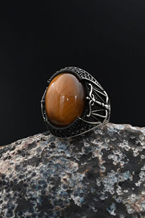 Kaplangözü Taşlı Terazi Figürlü 925 Ayar Gümüş Erkek Yüzüğü 901738