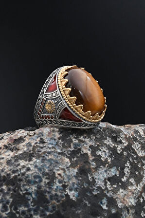 925 Ayar Gümüş Erkek Yüzüğü Kaplangözü Taşlı 901760