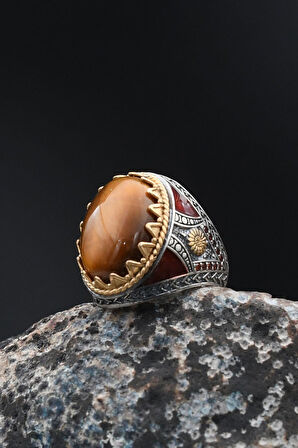 925 Ayar Gümüş Erkek Yüzüğü Kaplangözü Taşlı 901760