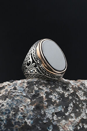 Oniks Taşlı 925 Ayar Gümüş Erkek Yüzüğü 901782