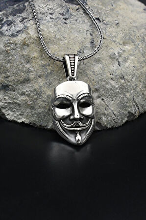 V For Vendetta Maske Kolye Zincir 925 Ayar Gümüş 901789