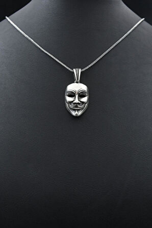 V For Vendetta Maske Kolye Zincir 925 Ayar Gümüş 901789
