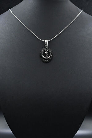 Çapa Modelı Mikro Taş Süslemeli 925 Ayar Gümüş Kolye Zincir 901793