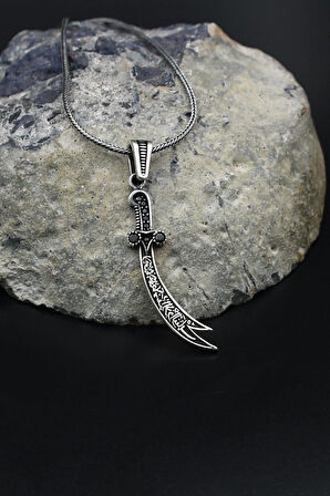 Hz. Ali Zülfikar Kılıcı 925 Ayar Gümüş Kolye Zincir 901794