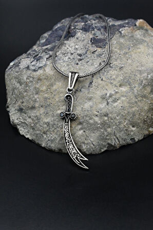 Hz. Ali Zülfikar Kılıcı 925 Ayar Gümüş Kolye Zincir 901794