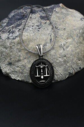 Terazi Figürlü Zirkon Taş Süslemeli 925 Ayar Gümüş Kolye Zincir 901802