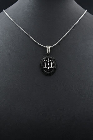 Terazi Figürlü Zirkon Taş Süslemeli 925 Ayar Gümüş Kolye Zincir 901802