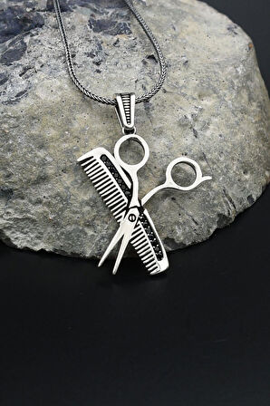 Tarak-Makas 925 Ayar Gümüş Kolye Zincir 901811