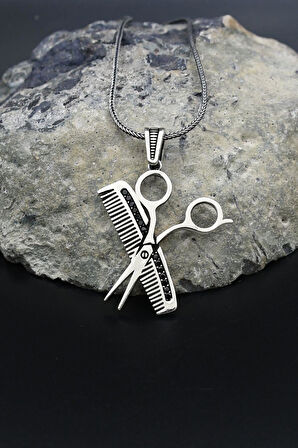 Tarak-Makas 925 Ayar Gümüş Kolye Zincir 901811