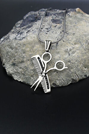 Tarak-Makas 925 Ayar Gümüş Kolye Zincir 901811