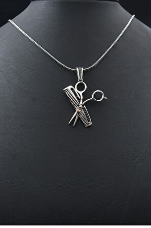 Tarak-Makas 925 Ayar Gümüş Kolye Zincir 901811