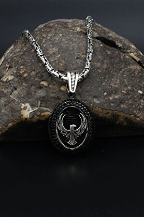 Anka Kuşu Mikro Taş Süslemeli Gümüş Kolye Kral Zincir 2Mm 901842