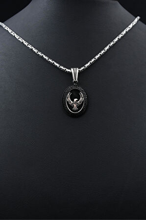 Anka Kuşu Mikro Taş Süslemeli Gümüş Kolye Kral Zincir 2Mm 901842