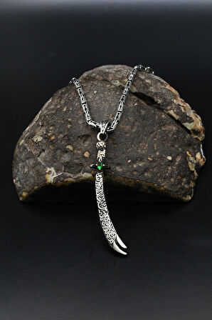 Hz. Ali ( Zülfikar Kılıcı ) 925 Ayar Gümüş Kolye Kral Zincir 2Mm 901848