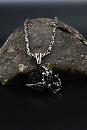 Anka kuşu Figürlü 925 Ayar Gümüş Kolye Kral Zincir 2Mm 901859