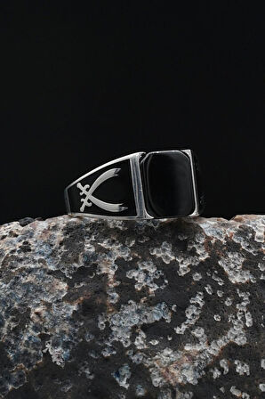 Hz. Ali Zülfikar Kılıcı Oniks Taşlı 925 Ayar Gümüş Yüzük 901915