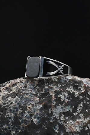 Hz. Ali Zülfikar Kılıcı Oniks Taşlı 925 Ayar Gümüş Yüzük 901915