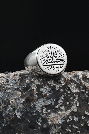 Hasbiyallah Allah Bana Yeter Arapça Yazlı 925 Ayar Gümüş Yüzük 901919