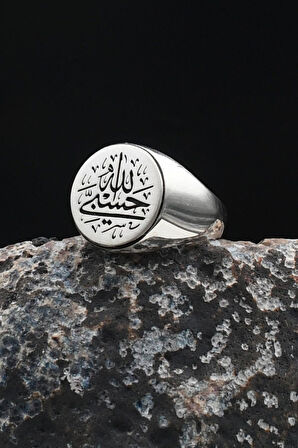 Hasbiyallah Allah Bana Yeter Arapça Yazlı 925 Ayar Gümüş Yüzük 901919