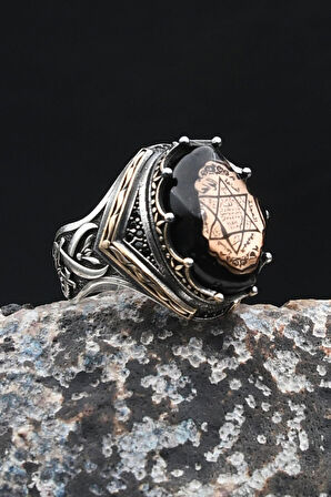 Hz. Ali Zülfikar Kılıcı ve Hz. Süleyman Mührü 925 Ayar Gümüş Erkek Yüzüğü 901996