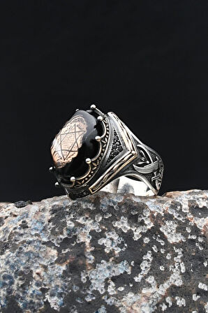 Hz. Ali Zülfikar Kılıcı ve Hz. Süleyman Mührü 925 Ayar Gümüş Erkek Yüzüğü 901996