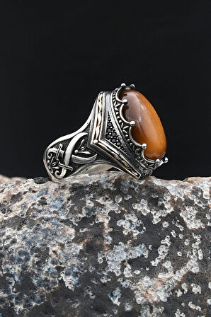 Hz. Ali Zülfikar Kılıcı 925 Ayar Gümüş Yüzük Kaplangözü Taşlı 901999