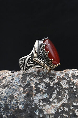 Hz. Ali Zülfikar Kılıcı 925 Ayar Gümüş Yüzük Akil Taşlı 902000