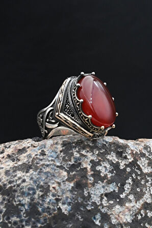 Hz. Ali Zülfikar Kılıcı 925 Ayar Gümüş Yüzük Akil Taşlı 902000