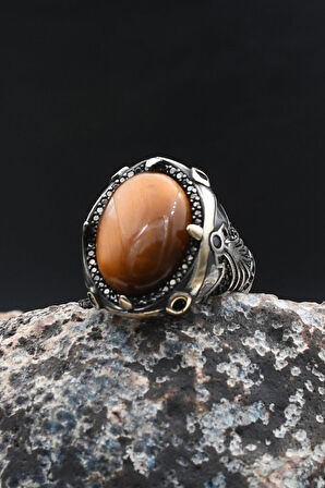 925 Ayar Gümüş Yüzük Kaplangözü Taşlı 902003