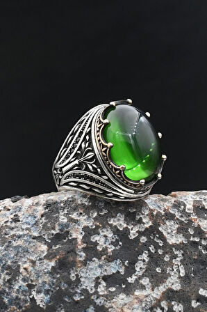 Yeşil Zirkon Taşlı 925 Ayar Gümüş Yüzük 902018