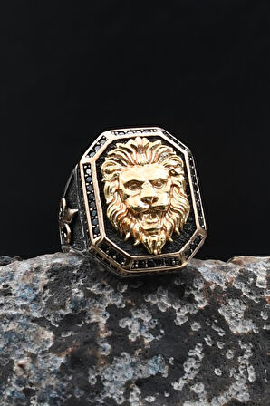 925 Ayar Gümüş Erkek Yüzük Aslan Figürlü 902031