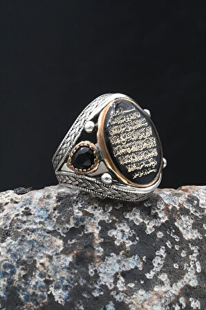 Ayetel Kürsi Mineli 925 Ayar Gümüş Yüzük 902071