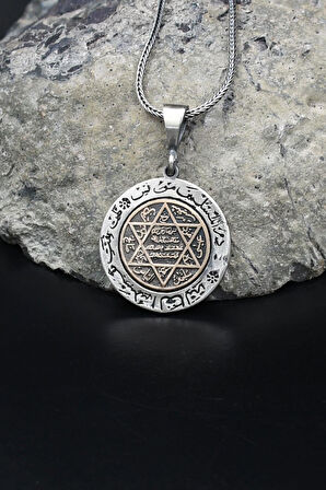 Kolye Zincir 925 Ayar Gümüş Hz. Süleyman Mührü 902124