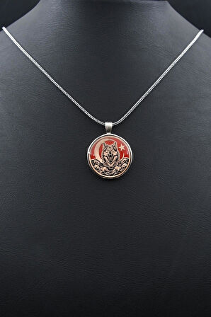 Ay Yıldızlı - Ay Yıldız - Bozkurt - Kurt Mineli 925 Ayar Gümüş Kolye Zincir 902128