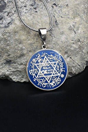 Hz. Süleyman Mührü Mineli 925 Ayar Gümüş Kolye Zincir 902132