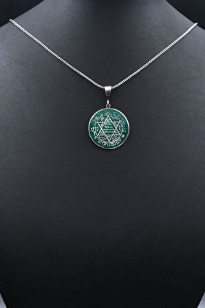 Hz. Süleyman Mührü Mineli 925 Ayar Gümüş Kolye Zincir 902133