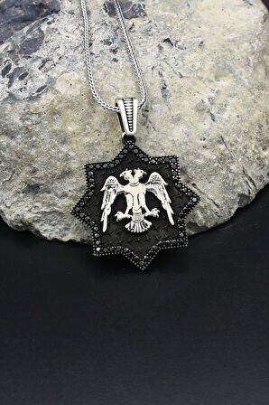 Çift Başlı Kartal - Selçuklu Kartalı - Kolye Zincir 925 Ayar Gümüş 902134