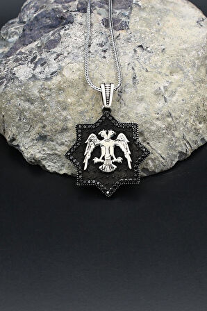 Çift Başlı Kartal - Selçuklu Kartalı - Kolye Zincir 925 Ayar Gümüş 902134