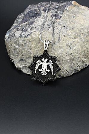 Çift Başlı Kartal - Selçuklu Kartalı - Kolye Zincir 925 Ayar Gümüş 902134