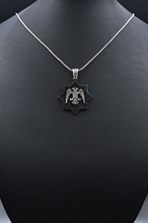 Çift Başlı Kartal - Selçuklu Kartalı - Kolye Zincir 925 Ayar Gümüş 902134