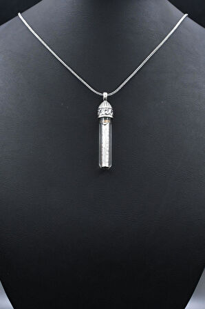 Muska Cevşen Ayetel Kürsi Yazılı  Zemzem Sulu 925 Ayar Gümüş Kolye Zincir 902137