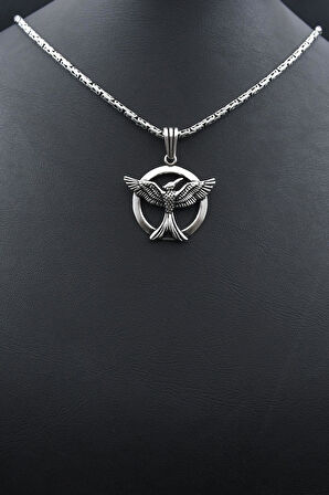 Anka Kuşu 925 Ayar Gümüş Kolye Kral Zincir 2Mm 902164