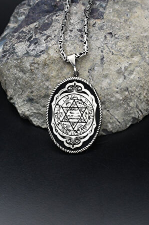 Hz. Süleyman Mührü 925 Ayar Gümüş Kolye Kral Zincir 2Mm 902168