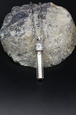 Cevşen Ayetel Kürsi Yazılı  Zemzem Sulu 925 Ayar Gümüş Kolye Kral Zincir 2Mm 902177