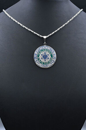 Mineli Hz. Süleyman Mührü 925 Ayar Gümüş Kolye Kral Zincir 2Mm 902181